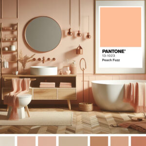 salle de bains peach fuzz pantone 2024